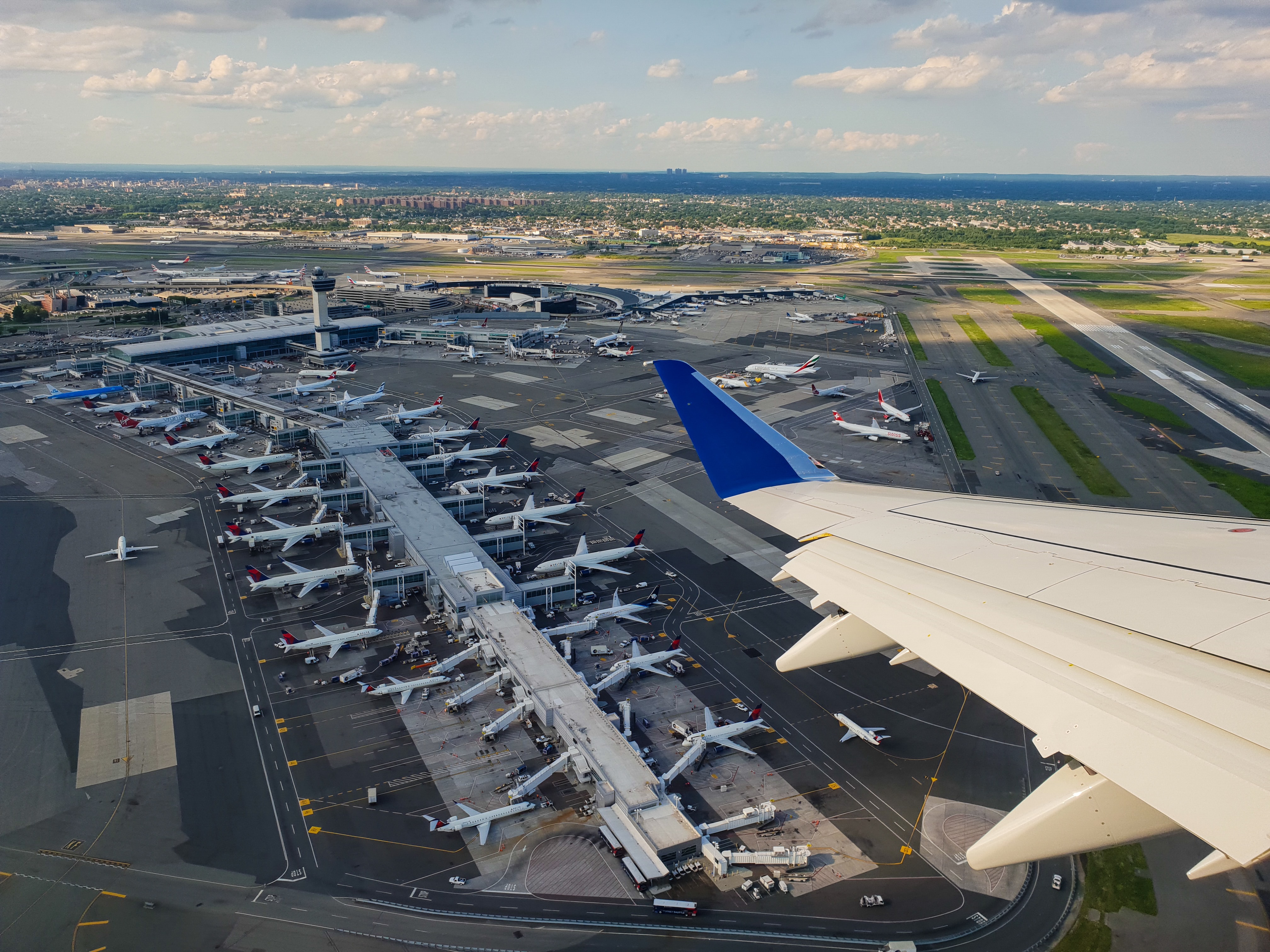 Airport viewed from an aeroplane