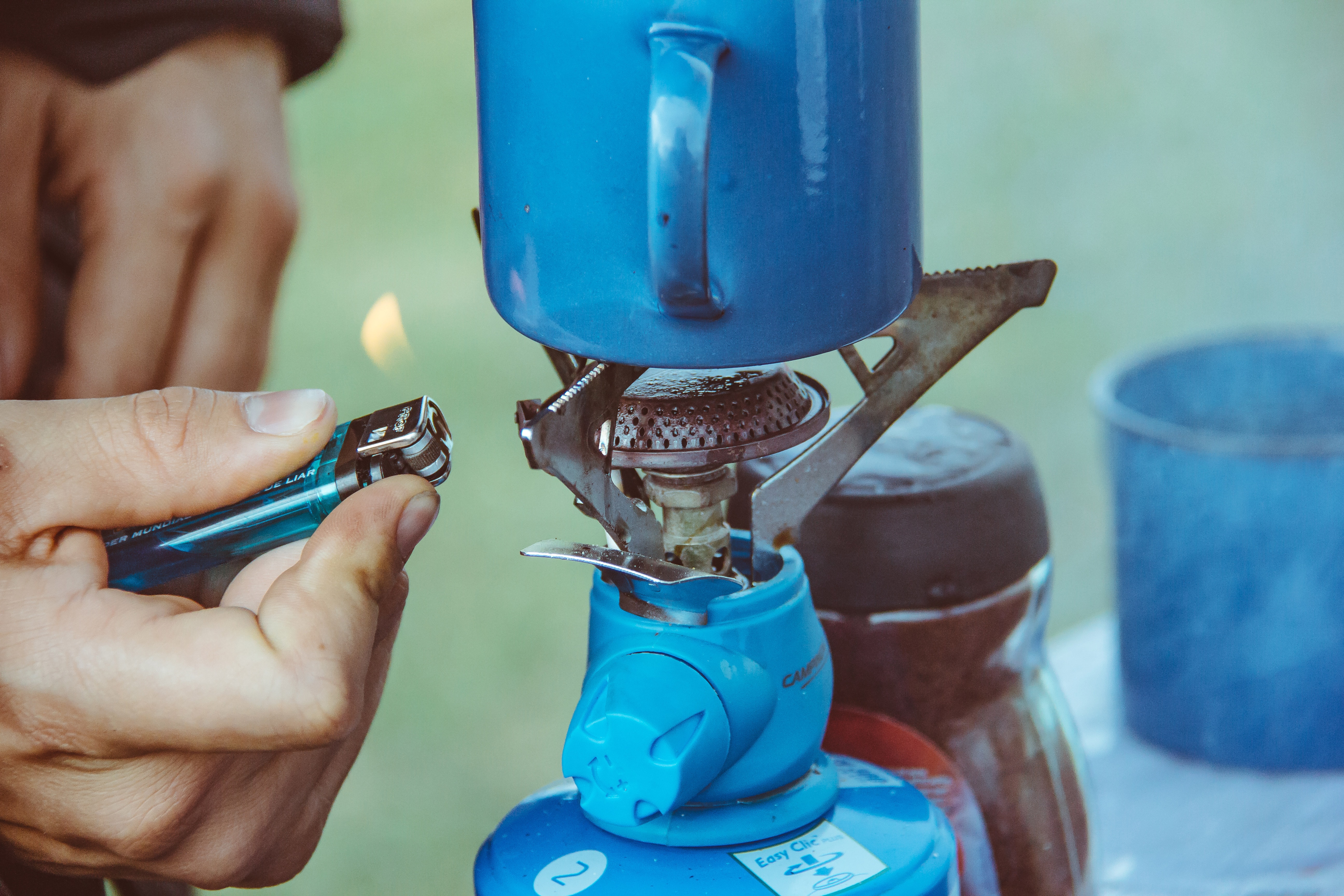 Campinggaskocher blau